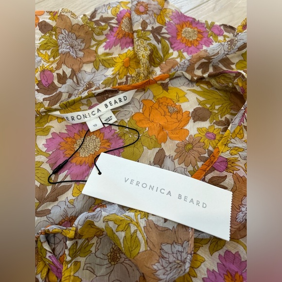 Veronica Beard Kitt Floral Silk Blouse Size 10 NWT Stone Multi - Picture 6 of 7